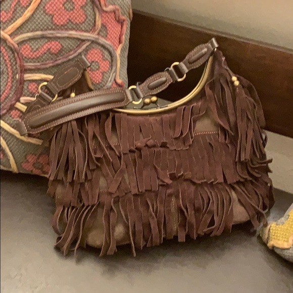 Handbags - Maximum Fringe Brown suede leather purse